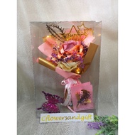 Sejambak bunga duit dengan led dan kotak lutsinar/Money bouquet with Led in a clear box with unique handmade gift card