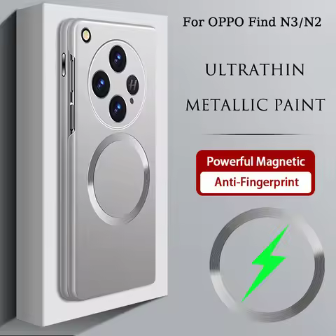 Luxury Ultrathin Metallic Paint Phone Case For OPPO Find N5 N3 N2 Magnetic Wireless Charge Anti-fing