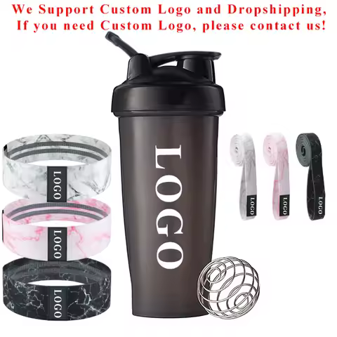 Dropshipping Resistance Bands Shaker Cup Personalized Custom Logo Protein Sport Plastic Cup Shaker B