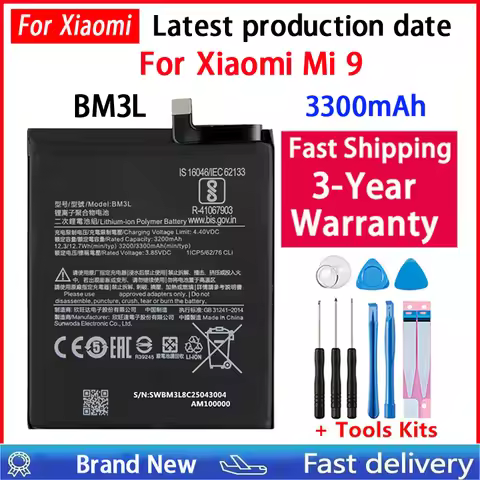 For Xiao mi 100% Replacement Battery For Xiaomi 9 MI9 M9 MI 9 Xiaomi9 BM3L Genuine Phone 3300mAh Rep