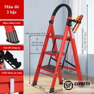 Thang chữ A BTOOL thang thép carbon dày chữ A gấp gọn thông minh từ 3 đến 6 bậc có tay vịn chắc chắn