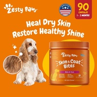 Zesty Paws Skin & Coat (For Itch Relief, Flaky Skin & Shedding Control), Dog Supplement 90ct Chews