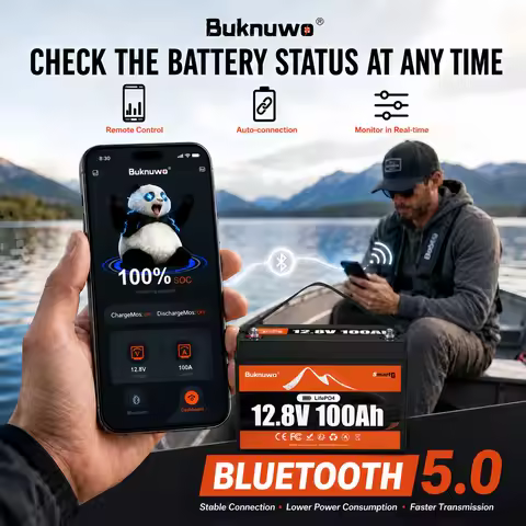 2pcs Smart 12V100Ah Bluetooth LiFePO4 Lithium Battery, 1280Wh Power Energy, Group 31, Built-in 100BM