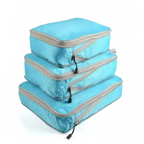 ABHI-3PCS Travel Storage Bag Portable Bag With Luggage Organizer Foldable Waterproof Travel Light Bl