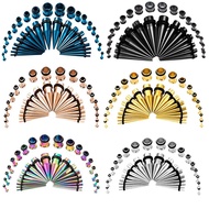 TBOSEN 36 PCS Ear Tapers Stretching Kit Stainless Steel Gauges Plugs Tools Set Eyelet 14g-00g