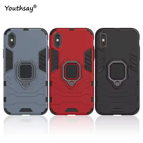 For iPhone X Case Magnetic Finger Ring Kickstand Hard PC Bumper Phone Case For Apple iPhone 10 Cover