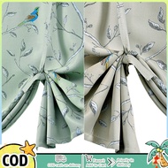 【Ready Stock】Floral Printed Window Curtain Rod Pocket Tie-up Thermal Insulated Darkening Blackout Curtains Drape For Bedroom Living Room