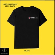 Round Neck T shirt Cotton For Men & Women Logo Embroidery Sulam CIMB BANK BAJU FF