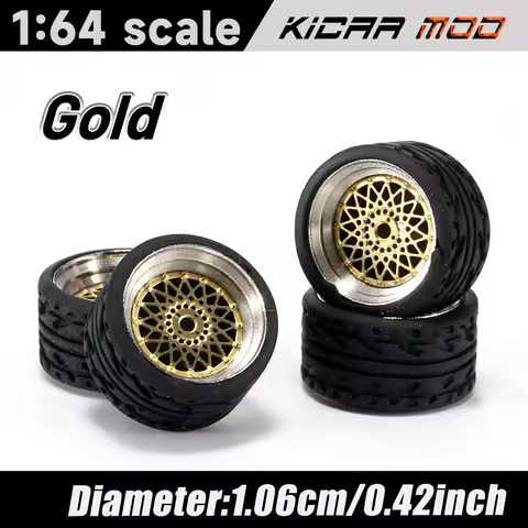 Carlomo 1/64 N-Class Model Car Alloy Wheels With Rubber Tires Assembly Rims Refitting Parts for Mode