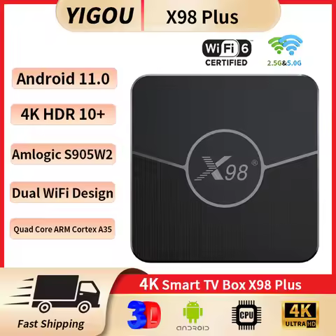 Smart TV Box X98Plus Android 11.0 4G 16G 32G Amlogic S905W2 TV Box 2.4G 5G Wifi 4K HDR Video Media P