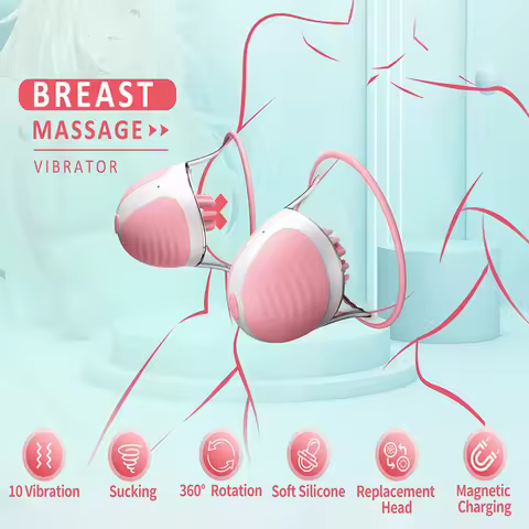 Female Breast Vibrator Rotating Vacuum Pump Nipple Stimulator with Suction Cup Big Head AV Breast Ma