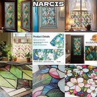 NARCIS Lattice Window Film,  Design Static Cling Stained Glass Film,  Non-Adhesive Rainbow Pattern A