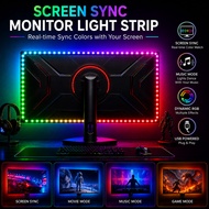 WACUAAO Sync Monitor Backlight for 20-49 inch PC, RGBIC Led Lights for Gaming Setup, Perfect Gifts ,