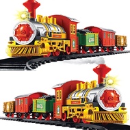 Christmas Electric Rail Car Train Set For Children Simulation Railway Track Toys With Music Light Xmas New Year Gift Decorations