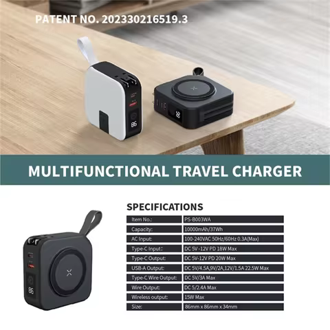 5-in-1 10000Mah multifunctional magnetic wireless power bank adapter suitable for Apple 12 13 14 15 