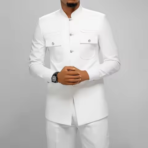 Safari White Men's Suits Blazer High Quality Regular Length Single Breasted Blazer Customized 2 Piec