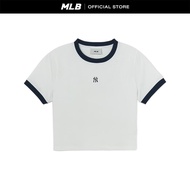 MLB เสื้อยืด ผู้หญิง WomenS Ringer Slim Crop T-Shirts รุ่น 3FTSB6953 50WHS สีขาวออฟไวท์
