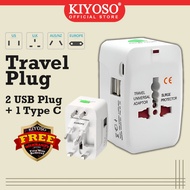KIYOSO Universal Adapter Type C Plug Socket USB Charger Travel Kit Worldwide International UK
