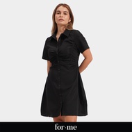 ForMe Ruched Shirt Dress for Women (Black)