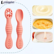YTAR  2Pcs/Set Food Grade Silicone Baby Training Spoon Rice Paste Feeding Licking Spoon Infant Suppl