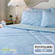 FAIRmaid  ชุดเครื่องนอนยกเซ็ต ลาย Potpourri Blue สำหรับเตียง 6 ฟุต / 5 ฟุต / 3.5 ฟุต (ผ้าปู ผ้านวมเย็บติด ปลอกหมอน ปลอกหมอนข้าง)