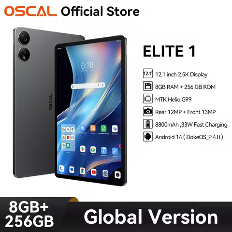 OSCAL ELITE 1 Tablet Android 14, 12.1 inch 2.5K Display MTK Helio G99 8GB 256GB 8800mAh Battery 33W 
