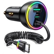 Rocoren 70W Car Charger for iPhone 17 Pro Max, USB C Car Charger Fast Charging with 5.2Ft Type C Coi