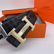 HERMES2424 New Style Men's Belt Genuine Leather Belt Casual Cowhide All-Match