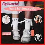 【Agilemind】 couples holding hands socks magnet personality stereoscopic doll cute white cotton hold 
