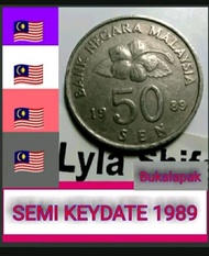 Koin malaysia 50 sen 1989 layangan wauw cent SEMI KEYDATE KEY DATE
