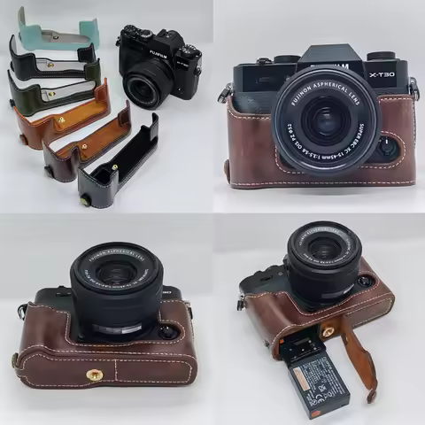 PU Leather Camera Half Case for Fujifilm XT30 XT30III Fuji X-T30 XT30II XT20 XT10 Battery Opening Bo