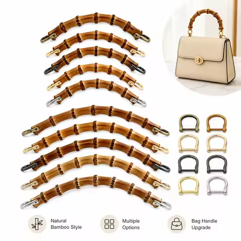 2PCS 14.5cm 16.5cm Natural Bag Handle Bamboo Purse Frame With Horse Buckle For DIY Handbag Wallet Co