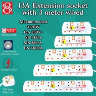 PSE  2 to 6 way Extension socket / Extention cord / Extention cable with 3Meter cable