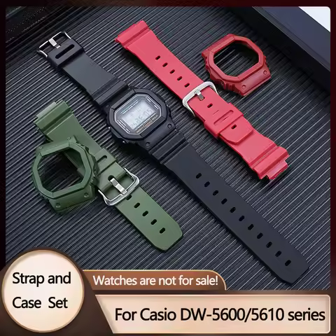 For Casio DW5600/5610 DW5600HR/GW-M5610 GW-B5600 Gshock Silicone watch band + Protective Case Replac