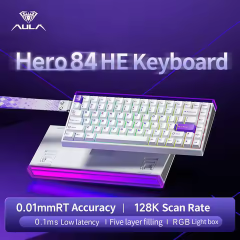 AULA HERO 84 HE Wired Mechanical Keyboard RGB Light Box Magnetic Switch 8K Return Rate 128K Scan Rat