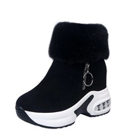 new winter short boots Martin boots fashion increased real rabbit fur thick bottom plus velvet women snow boots