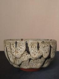 《茁壯啟業 》茶碗 田承泰老師 蟲蛀茶碗 14.5x14.5x7.8 cm　K158