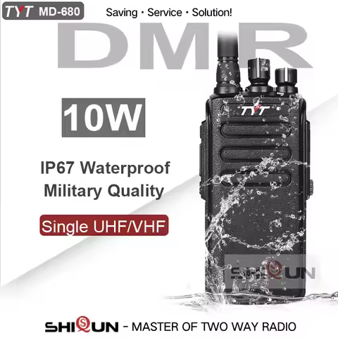 TYT MD-680 Walkie Talkie 10W TDMA Digital Radio IP67 136-174Mhz VHF MD680/MD358 UHF 400-480MHZ DMR D