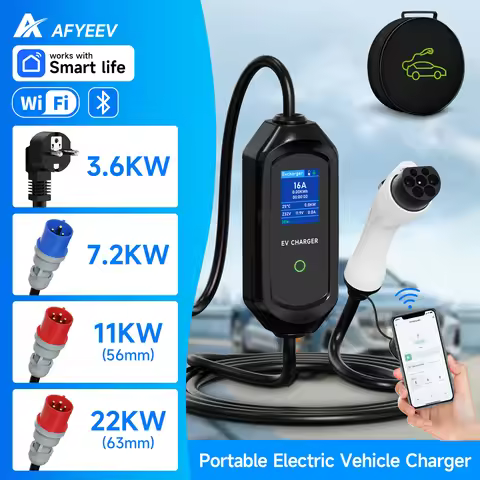 AFYEEV GB/T Portable EV Charger Electric Vehicle Charger EVSE Charging Cable WiFi Bluetooth APP Cont