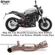 Motorcycle Exhaust Escape Titanium Alloy Middle Link Pipe Cat Delete Eliminator Enhanced Slip On For Benelli Leoncino 80