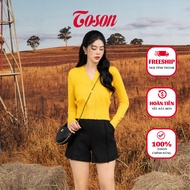 [FREESHIP 0Đ] Áo len vàng cổ tim chữ Toson dệt bo gấu AL003V33 Toson