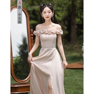 Váy Cưới Sang Trọng Thanh Lịch Cho Cô Dâu Váy Dự Tiệc Cưới Cho Chị Em Váy Dạ Hội Satin Mùa Hè Thường