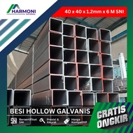 Harga Besi Hollow Galvanis 4x4 Cm (40 x 40) Tebal 1.2 mm Panjang 6 Meter Holo Berat dan Ukuran Per B