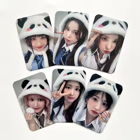 6pcs KPOP NMIXX Panda Head Cover Photocards expérgo Album Matte LOMO Cards HaeWon SullYoon JiWoo Bae