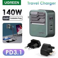 UGREEN 140W GaN Fast Charger with UK/EU/US Plugs 3-Ports 2C1A 2 Type-C 1 USB-A PD3.1 160W Pro Wall C