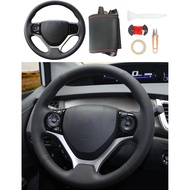 Penutup Stereng Kereta Kulit Mikrofiber Anti-Slip Jahitan Balutan Stereng Sesuai untuk Honda Civic C