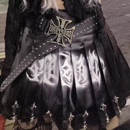 y2k y2k Belt Asian Culture Punk Style Female American Bohemian Cross Rivets y2k Ladies Matching Dres