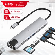 8In1 Type C USB C Hub With 4K HDMI UHD Video OTG Hub Multi-port Adapter PD Charger USB 3.0 Pigfly