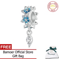 BAMOER เครื่องบินกระดาษ925เงินสเตอร์ลิง/ผีเสื้อ/ลูกปัดจี้รูปดอกไม้พอดีกับกำไลสร้อยคอ DIY BSC1025ของข