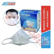 Masker Medis Duckbill 50 Pcs 1 Pack - Anak - Wajah 1 Box - Mulut